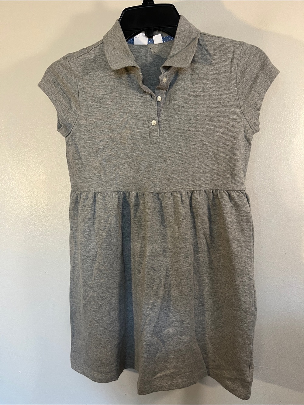 GAP Girls Grey Polo Dress with Gathered Skirt